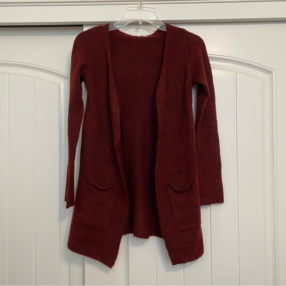 Maroon Marled Knit Cardigan, S